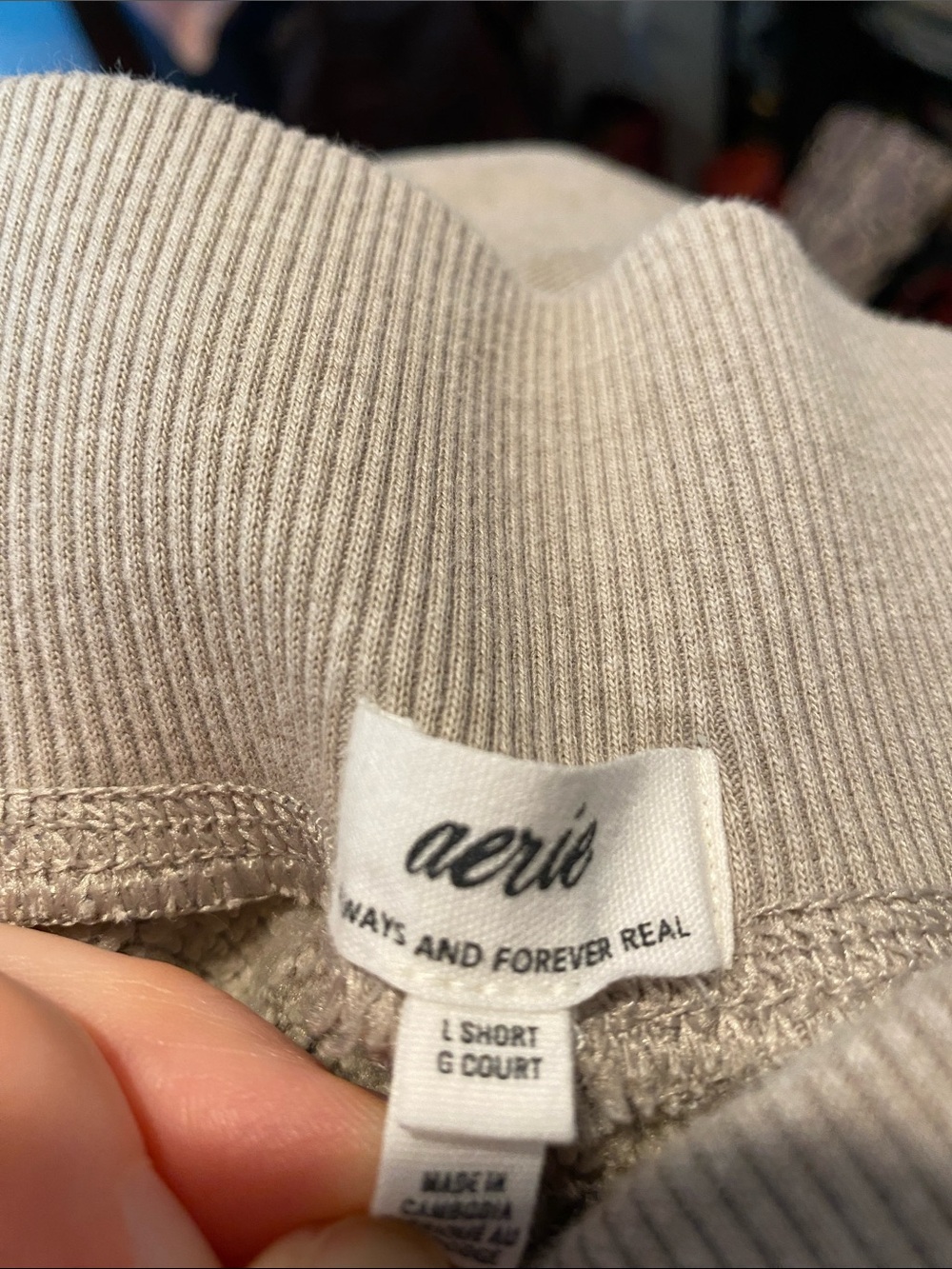 Aerie Apres Chill High-Rise Wide-Leg Lounge Trousers in Taupe/Cream Size L Short - Picture 11 of 14